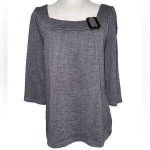 AB Studio Gray Square-Neck Knit Tunic with Buckle Accent